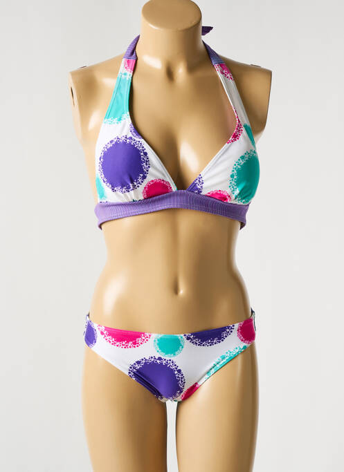 Maillot de bain 2 pièces stretch haut triangles violet BLUELOBSTER femme