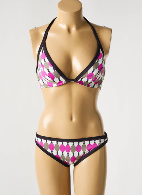 Maillot de bain 2 pièces stretch haut triangles rose JENNA DE ROSNAY femme