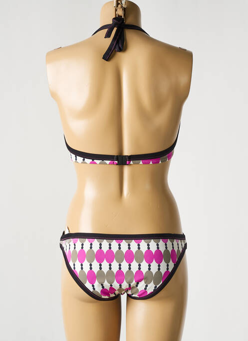 Maillot de bain 2 pièces stretch haut triangles rose JENNA DE ROSNAY femme