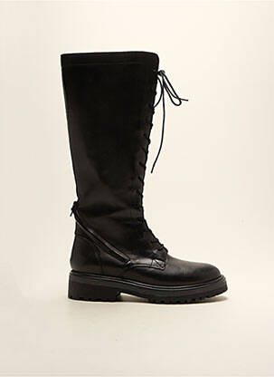 Bottes tissage satiné talon plat jusqu'à 3cm noir MYMA femme