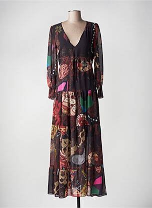 Robe longue manches longues manches longues noir DESIGUAL femme