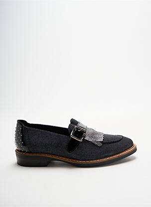 Mocassins tissage satiné talon plat jusqu'à 3cm noir REGARD femme