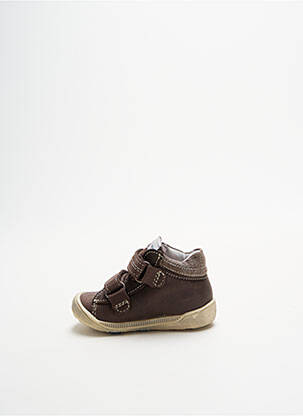 Baskets tissage satiné bout rond marron BABYBOTTE garcon