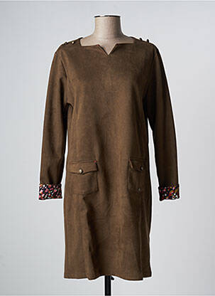 Robe courte manches longues manches longues marron THALASSA femme