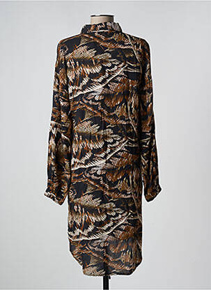 Robe mi-longue imprimé fantaisie manches longues marron KAFFE femme