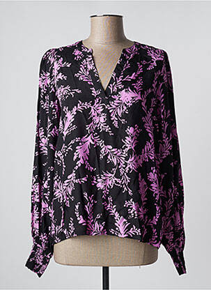 Blouse imprimé fantaisie manches longues noir KAFFE femme