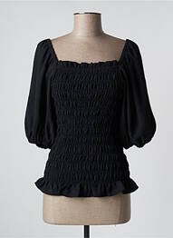 Top col carré manches 3/4 noir KAFFE femme