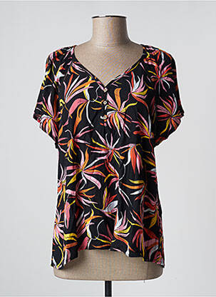Blouse tissage popeline manches courtes noir SUN VALLEY femme