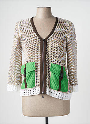 Gilet manches longues beige TRICOT CHIC femme