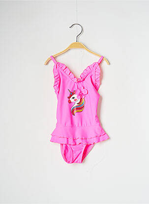 Maillot de bain 1 pièce tissage satiné rose HAUTE PRESSION fille