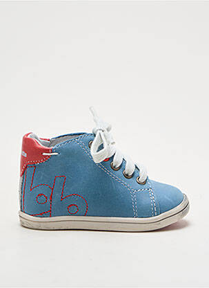 Bottillons tissage satiné bout rond bleu BABYBOTTE garcon