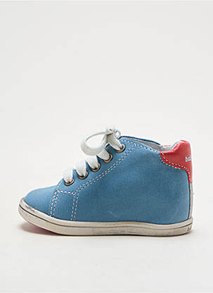 Bottillons tissage satiné bout rond bleu BABYBOTTE garcon
