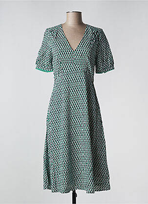 Robe mi-longue manches courtes manches courtes vert TOMMY HILFIGER femme