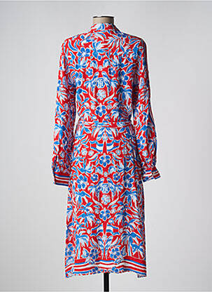 Robe mi-longue imprimé fleurs manches longues rouge TOMMY HILFIGER femme