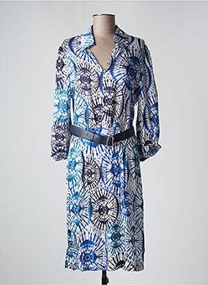 Robe mi-longue manches 3/4 manches 3/4 bleu CAROLINE BISS femme