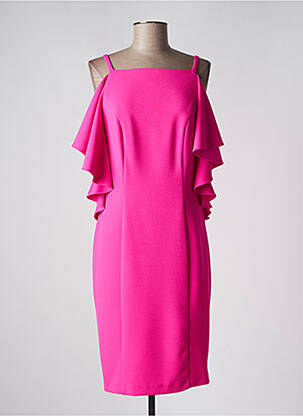 Robe mi-longue tissage crêpe fines bretelles rose JOSEPH RIBKOFF femme