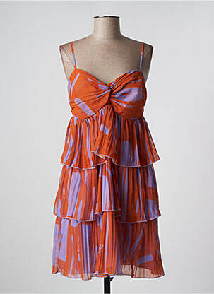 Robe mi-longue coupe fluide fines bretelles orange MÊME ROAD femme