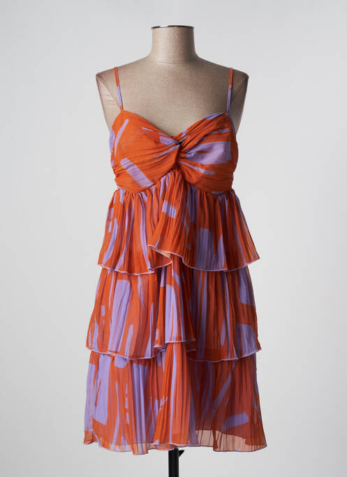 Robe mi-longue coupe fluide fines bretelles orange MÊME ROAD femme