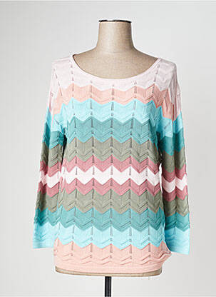 Pull maille ajourée manches longues bleu CAROLINE BISS femme