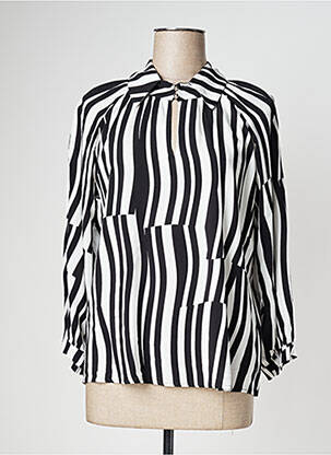 Blouse tissage popeline manches longues noir CAROLINE BISS femme