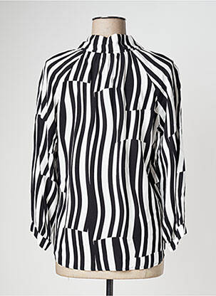 Blouse tissage popeline manches longues noir CAROLINE BISS femme