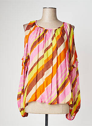 Blouse imprimé fantaisie manches longues orange MÊME ROAD femme