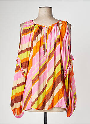 Blouse imprimé fantaisie manches longues orange MÊME ROAD femme