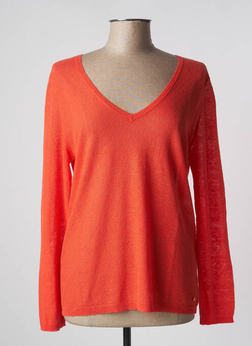 Pull col v manches longues orange DES PETITS HAUTS femme