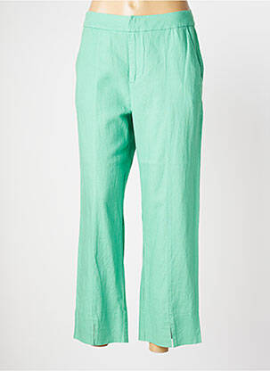 Pantalon droit tissage popeline taille normale vert NICE THINGS femme