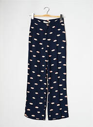 Pantalon droit tissage crêpe taille normale bleu NICE THINGS femme