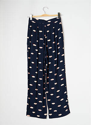Pantalon droit tissage crêpe taille normale bleu NICE THINGS femme