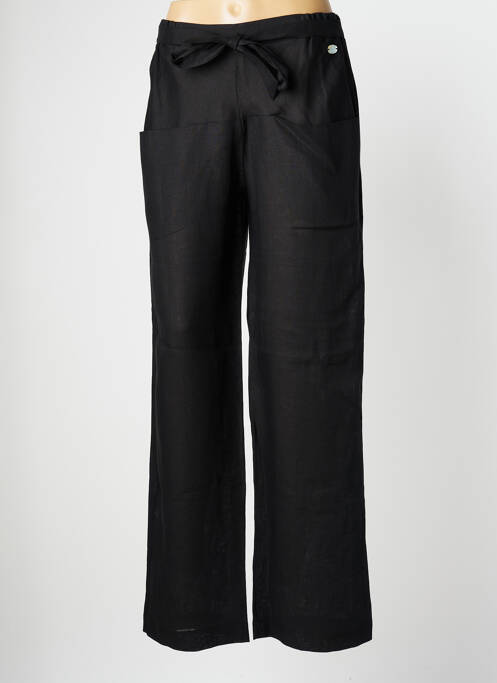 Pantalon droit tissage popeline taille normale noir CINZIA CALDI femme