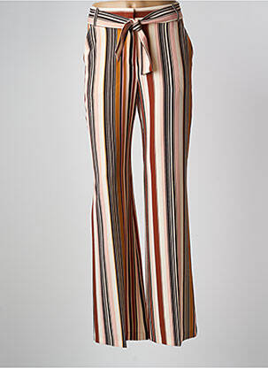 Pantalon large tissage crêpe taille haute marron CAROLINE BISS femme