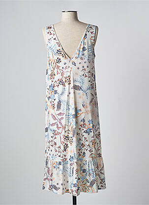 Robe mi-longue coupe fluide sans manche blanc MEY femme
