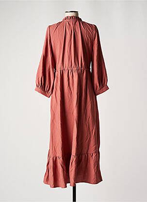 Robe longue tissage crêpe manches 3/4 rose VINTAGE LOVE femme
