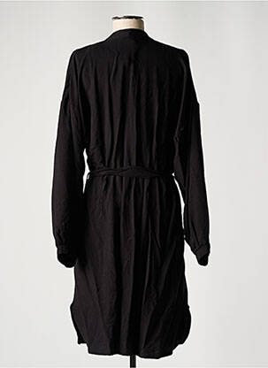 Robe mi-longue tissage crêpe manches longues noir VINTAGE LOVE femme