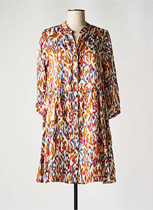 Robe courte manches 3/4 manches 3/4 marron PAKO LITTO femme