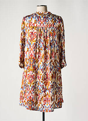 Robe courte manches 3/4 manches 3/4 marron PAKO LITTO femme