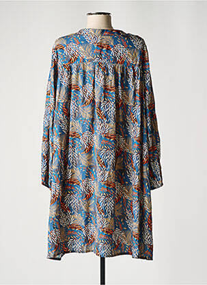 Robe courte coupe évasée manches longues bleu PAKO LITTO femme