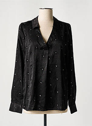 Blouse poignets boutonnés avec fente manches longues noir VINTAGE LOVE femme