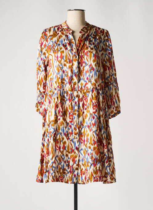 Robe courte manches 3/4 manches 3/4 marron PAKO LITTO femme
