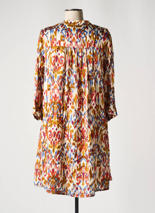 Robe courte manches 3/4 manches 3/4 marron PAKO LITTO femme