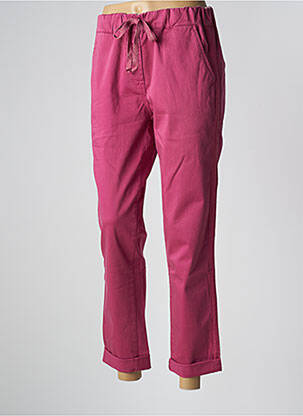Pantalon chino broderie galons latéraux taille normale rose PAKO LITTO femme