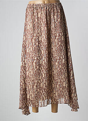 Jupe longue tissage crêpe marron VINTAGE LOVE femme
