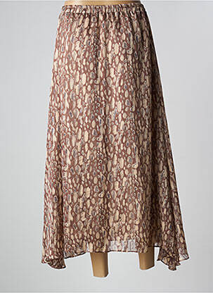 Jupe longue tissage crêpe marron VINTAGE LOVE femme