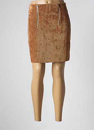 Jupe courte taille à pinces marron PAKO LITTO femme