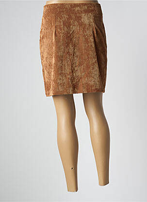 Jupe courte taille à pinces marron PAKO LITTO femme
