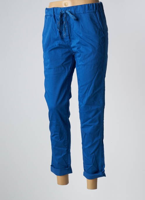 Pantalon chino broderie galons latéraux taille normale bleu fonce PAKO LITTO femme