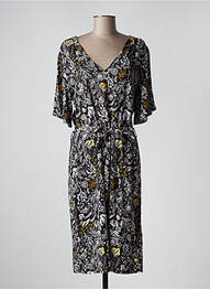 Robe mi-longue imprimé fantaisie manches courtes noir LOLA ESPELETA femme