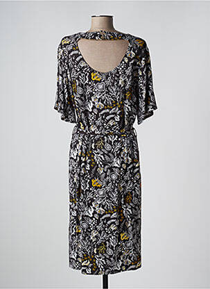 Robe mi-longue imprimé fantaisie manches courtes noir LOLA ESPELETA femme